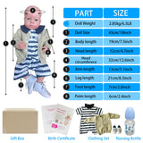 Reborn Dolls Silicone Full Body Soft 45CM Realistic Baby Dolls for Boy Eyes Opening Newborn Baby Boy Lifelike Realistic Fake Doll Toys