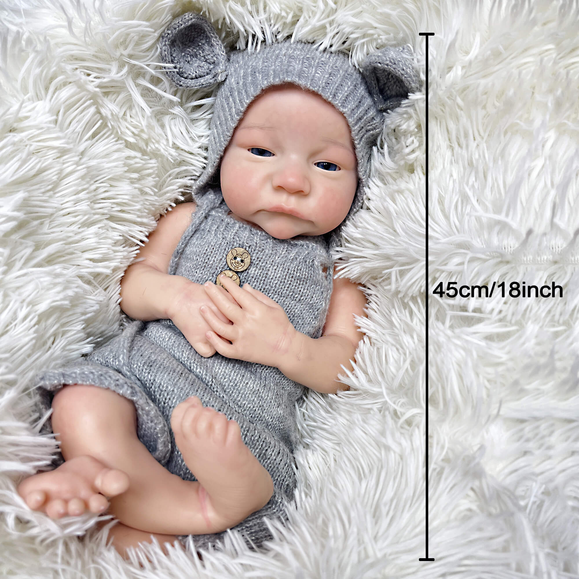 18-Inch Full Silicone Reborn Baby Doll - Realistic Lifelike Toy with Incredible Detail （Girl)