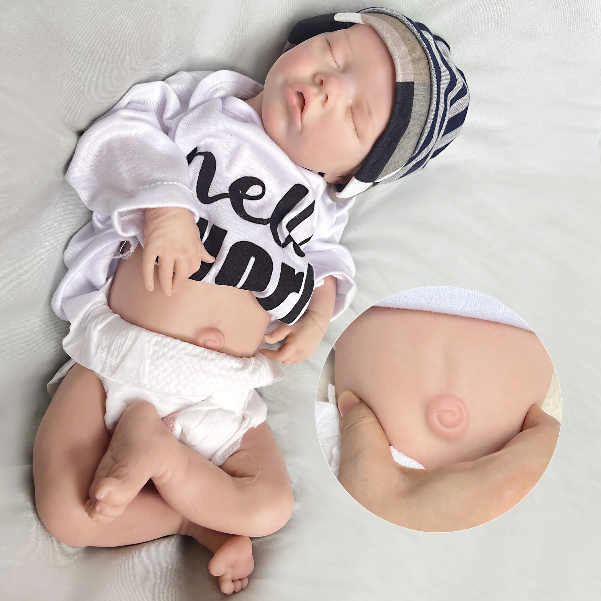 Lifelike Reborn Baby Dolls 18 Inch (Weight 5.5 lb) Full Platinum Silicone Reborn Baby Girl Realistic-Newborn Baby Doll Sleeping Boy Real Life Baby Dolls with Feeding Kit