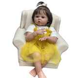 24 Inch Lifelike Reborn Baby Dolls Yellow Dress Realistic Girl Doll