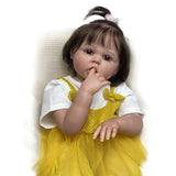 24 Inch Lifelike Reborn Baby Dolls Yellow Dress Realistic Girl Doll