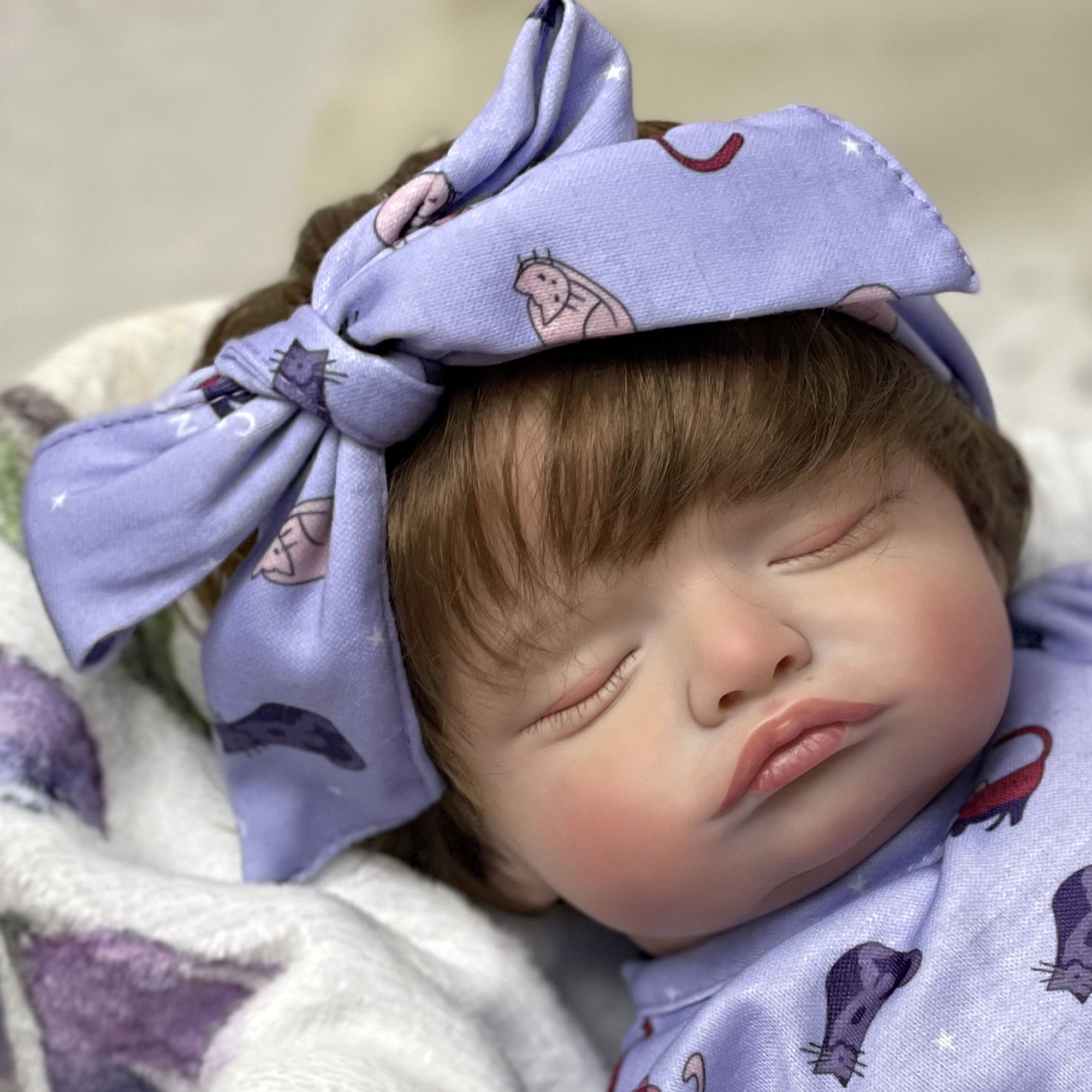 T51 18 Inch Rosalie Reborn Dolls Finished Soft Vinyl Lifelike Sleeping face Reborn baby with Rooted Mohair