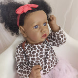 22 Inch African American Girl Twins Reborn Baby Dolls Newborn Baby Girl Vinyl Silicone Body