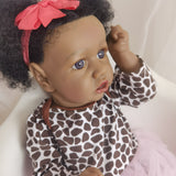 22 Inch African American Girl Twins Reborn Baby Dolls Newborn Baby Girl Vinyl Silicone Body