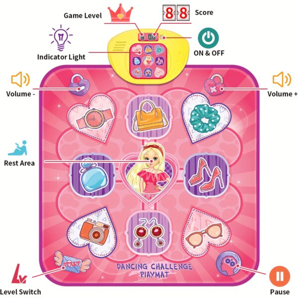 Electronic Dance Mats for Kids - Interactive Light Up Game Mat with 5 Challenge Levels