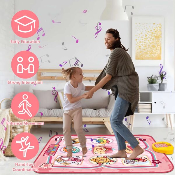 Dance Mat Toys, Electronic Dance Pad for Kids, Toddlers Dancing Game Pad with Adjustable Volume, Built-in Music, Different Game Modes, Musical Mat First Birthday Gifts for Girls Boys, Pink