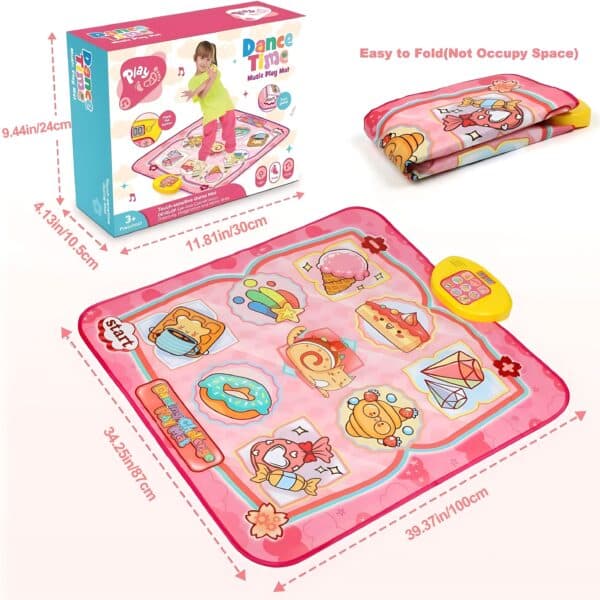 Dance Mat Toys, Electronic Dance Pad for Kids, Toddlers Dancing Game Pad with Adjustable Volume, Built-in Music, Different Game Modes, Musical Mat First Birthday Gifts for Girls Boys, Pink